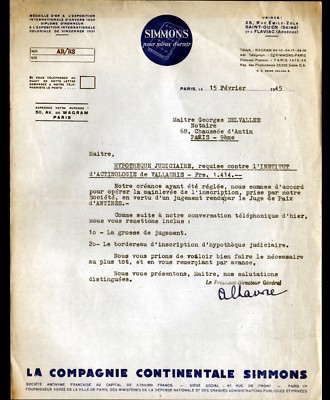 PARIS (XVII°) FABRIK SAINT-OUEN & FLAVIAC / LATTENROSTE MATRATZE ''SIMMONS'' 1945