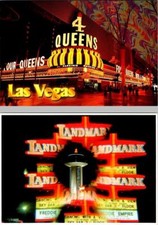 2 4X6 Postcards Las Vegas, NV Nevada FOUR QUEENS  LANDMARK HOTELS/CASINOS Night