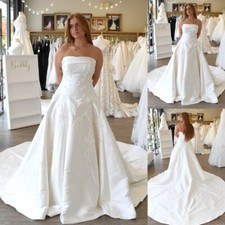 Boho Sweetheart Wedding Dresses Court Train A Line Satin Lace Appliques Bridal