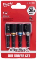 MILWAUKEE SHOCKWAVE 1-7/8” IMPACT MAGNETIC NUT DRIVER SET, 4 PIECE, 49-66-4562