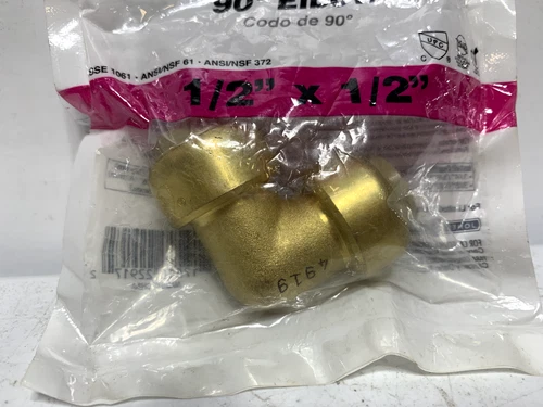 Jones Stephens C77425LF PlumBite 1/2" X 1/2" Lead Free Push On 90 Deg Elbow - Picture 2 of 3