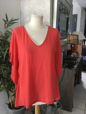 Haut blouse LENNY B. taille L corail orange tres bon état - Photo 1/4