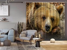 3D Brown Bear ZHUA3565 Animal Photo Curtain Window Blockout Fabric Amy 2023
