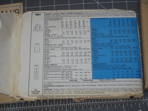 Pantalones cortos McCalls 6961 Misses talla 16 busto 38 w 30 h 40 de colección 1980 - Imagen 7 de 8
