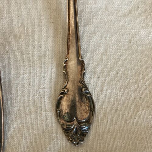 2 International deep silver Holmes And Edwards Cold Meat Serving Forks 2 Styles - Picture 3 of 11