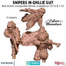 Eskice Miniatures WW2 US UK Snipers in Ghillie Suits WWII Bolt Action 15 20 28mm