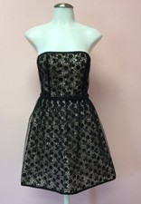 NEW $1150 RED VALENTINO 44 6 Sexy Black Lace Beige Womens Strapless Dress NWT