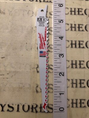 1X NEW MILWAUKEE 48-00-5035 6''L x 5 TPI  Sawzall BLADE,WOOD WITH NAILS made USA