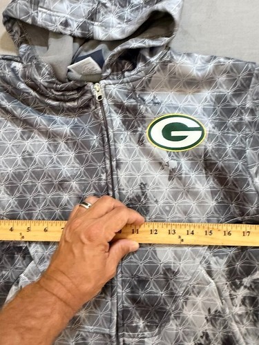 Green Bay Packers Reebok NFL Sweater Boys M Gray Full Zip Long Sleeve Hoodie. - Picture 7 of 10