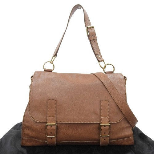 Yves Saint Laurent 2-Way Shoulder Bag Leather Brown made in italy used
