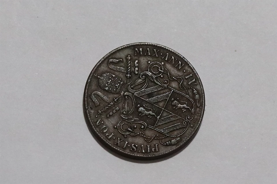 🧭 🇻🇦 VATICAN PAPAL STATES BAIOCCO 1849 HIGH GRADE B84 #K3761 - Image 2 of 3