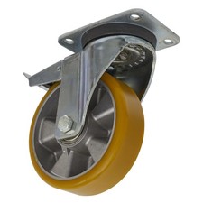 Image of Sealey SCW5160SPL Castor Wheel Swivel Plate with Total Lock Ø160mm