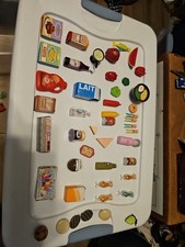 Vintage Lot Of 50 Boxed Plastic Food Bottles Cans Drinks Pretend Play Mini Size