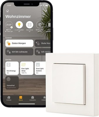 Intelligenter Lichtschalter Eve Light Switch, einzeln - Weiß (10EBW1701)