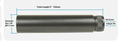 #ad #ad Barrel Extension Compensator Solid Aluminum Tube 6quot; .308 .300 BLK .350 5 8x24 TP $33.88