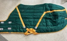 Triple Crown Heavyweight Stable BLANKET Size Horse 76" Green w/ Yellow Trim VGC