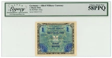 1944 Germany Allied Military Currency 1 Mark LCG 58PPQ (L6395)