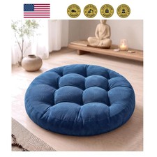 Round Meditation Cushion, Large Floor Pillow for Adults, 22 Inch Navy