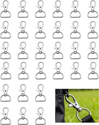 30 Stück Schlüsselanhänger, Silber Schlüsselanhänger mit D-Ring Clip Haken
