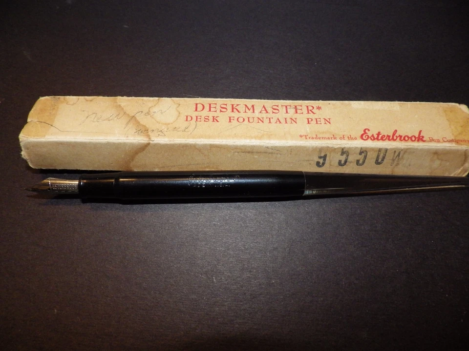 Pluma Estilográfica Esterbrook Negra con Lucite Taper Escritorio - 9550 Nuevo en Caja - Años 50 Foto 2 de 3