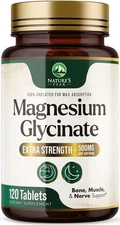 Nature's Magnesium Glycinate 500 mg - High Absorption Magnesium