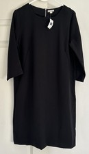 GAP Designed & Crafted Black Shift Dress Size 10 3/4 Sleeve Back Zip Stretch NWT