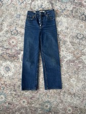 Levi's Ribcage Straight Ankle Jeans Womens 25 Dark Wash Button Fly High Rise