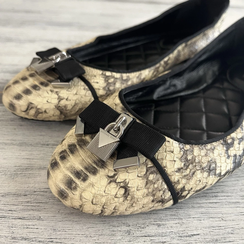 Michael Kors Alice Ballet Cuero de Serpiente Genuino Pisos Mujer’s Talla 9M Foto 3 de 4