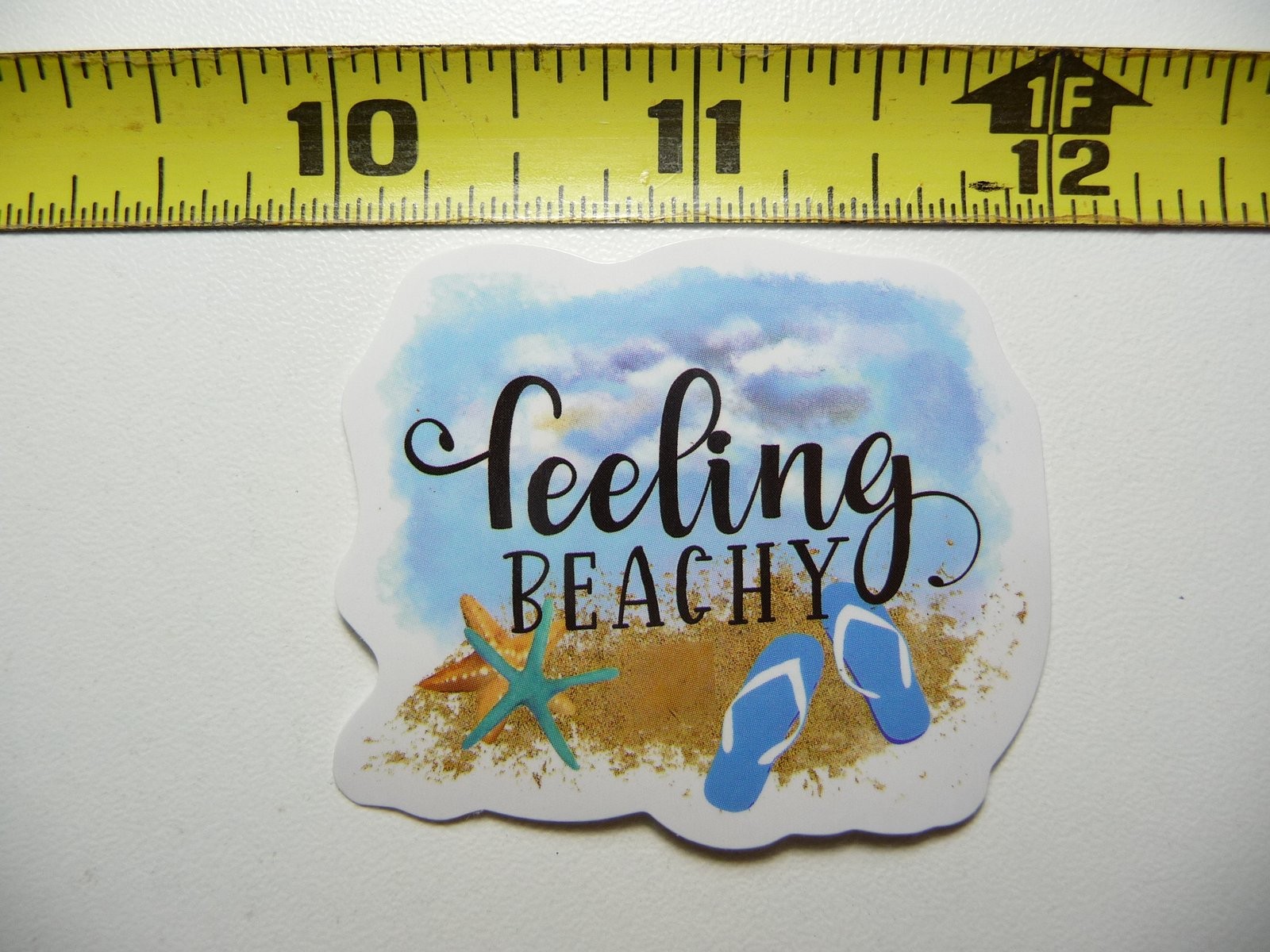 Feeling Beachy Flip Flop Sticker Decal Tropical Vacation Scene