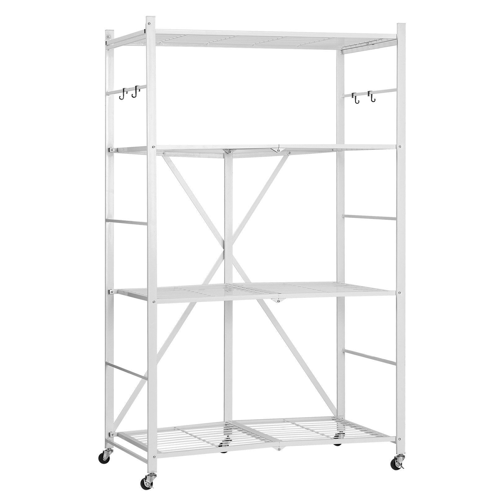 4-Tier Rolling Cabinet with Foldable Structure No Assembly Shelf