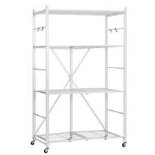 4-Tier Rolling Cabinet with Foldable Structure No Assembly Shelf