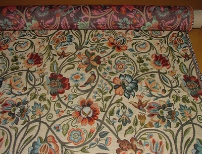 Tissu De Rideau En Tapisserie Florale Jacobean Pour Rembourrage De Coussin Doux - Photo 1/4