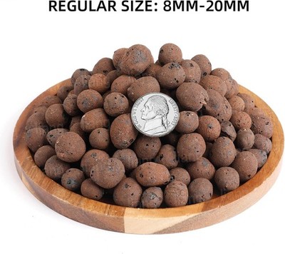 2 Liters Leca Expanded Clay Pebbles 0.4''-0.7'' Grow Media Porous Stones Natu...