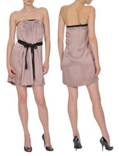 STELLA MCCARTNEY DRESS SILK STRAPLESS w SASH BELT sz IT 44 / US 8