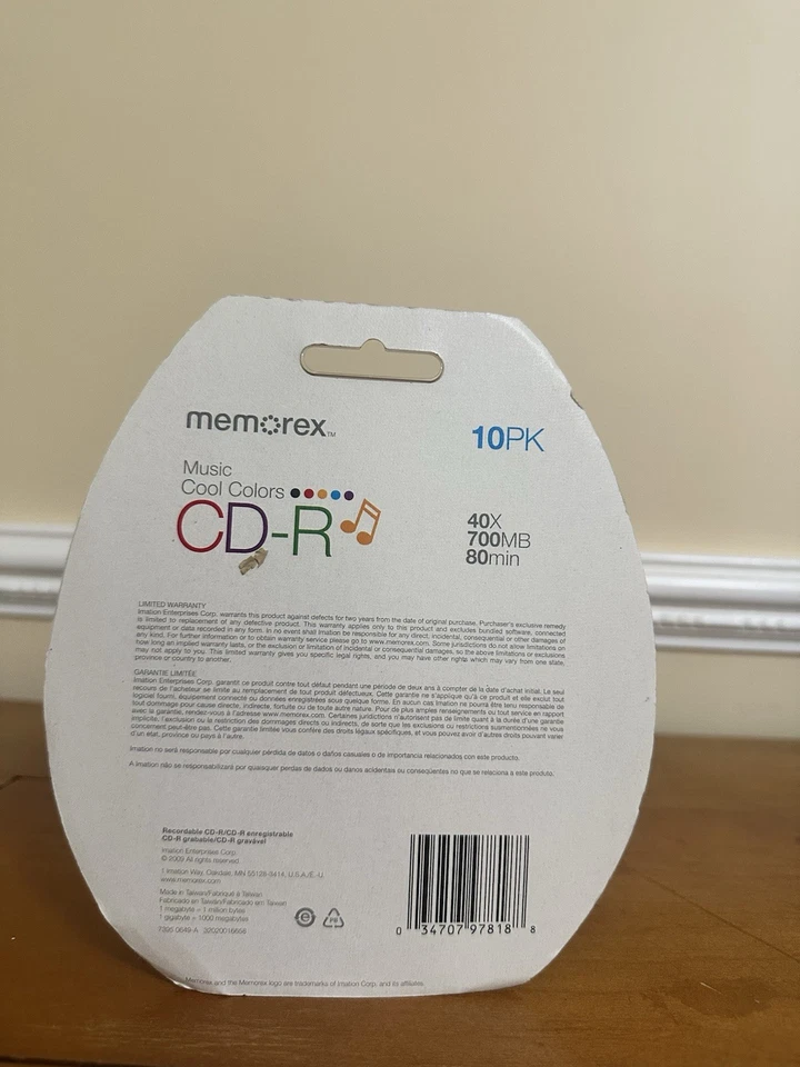 Memorex CD-R 10-Pack Music Cool Colors 40x 700MB 80min - Image 2 of 2