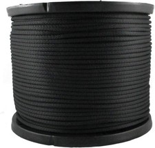 1/4 inch Black Dacron Polyester Rope - 500 Foot Spool Industrial Grade - High