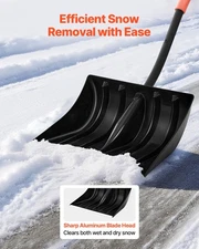 New Snow Shovel New Driveway, 17 in Wide Plastic Snow Shovel with D-shaped Hand