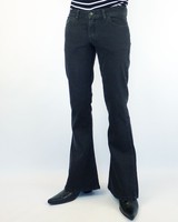 Unisex Black Denim Flares Black Stonewash 60s 70s Retro Stretch Flared Jeans Unisex Black Denim Flares Black Stonewash 60s 70s Retro Stretch Flared Jeans