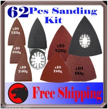 62 Pc Sanding Kit Oscillating Multi Tool Sand Pad For Chicago Ridgid Fein Skil