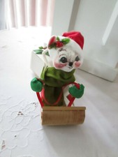 Annalee Doll 7" Mouse on a Toboggan w/ Christmas Gifts, NWT Made in USA