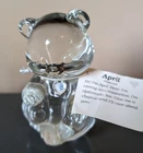 April Fenton Birthstone Bear Clear w/ Heart Shape Figure Paperweight Paper Label