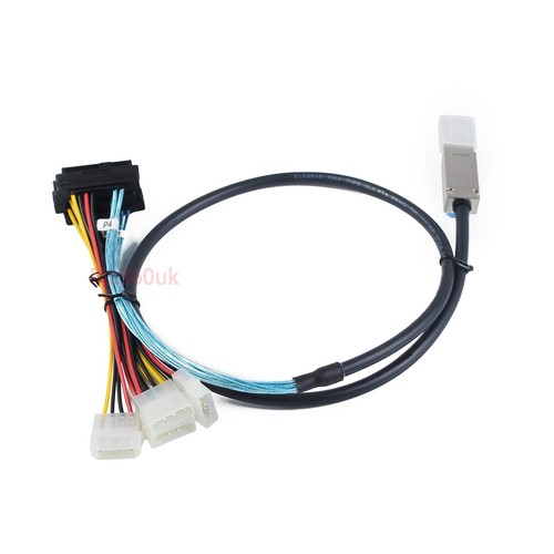 BRAND NEW Mini-SAS SFF-8088 26P to 4XSAS SFF-8482 29 Pin with top Power Cable - Picture 4 of 12