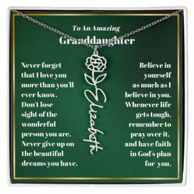 Granddaughter Personalized Name Birth Flower Necklace Gift