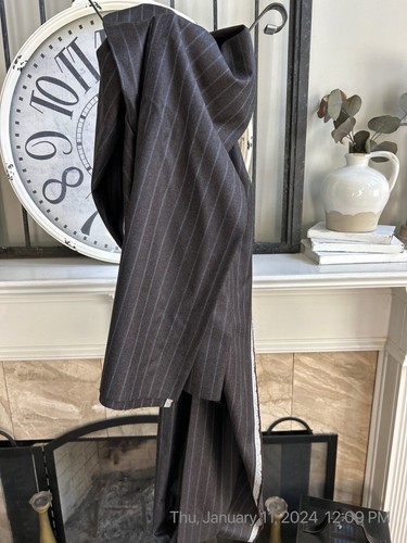 100% flannel wool fabric bolt suiting or furniture gray brown stripe 13 x 5 ft