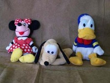 Disney Stores Minnie, Pluto and Donald Bean Bags GUC