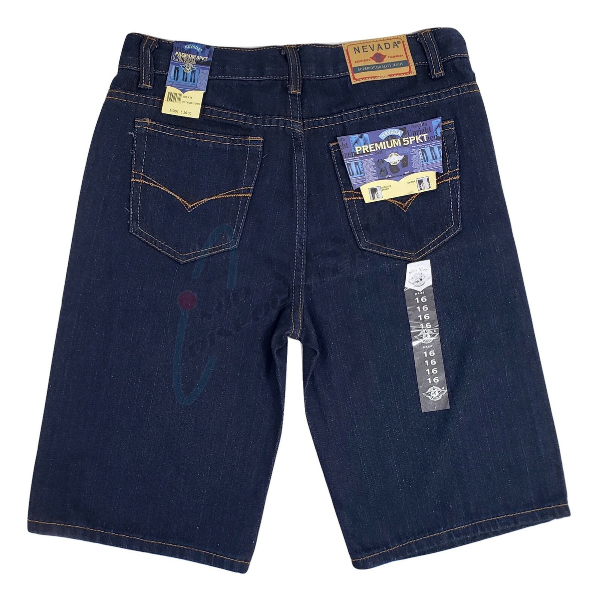 【BAON】[unisex] Non-fade Snap Button Patch Bermuda Denim Pt Nevada Premium 5 Pocket Denim Jean Shorts Bermuda 10