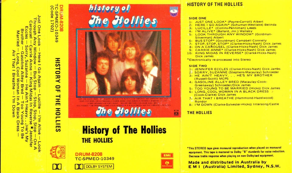 Hollies - History Of, Scarce 18 track Australian 1970s compilation cassette - Image 2 of 4