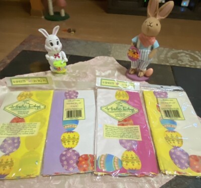 EASTER RETRO FUN- See All Pics- 6 Pieces-New- Tissue Paper(4), Picks, & Hunt Kit