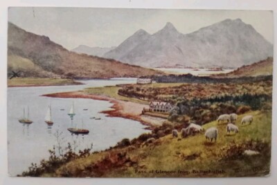 Antike Postkarte von 1909 - Pass von Glencoe aus Ballachulish Schottland 