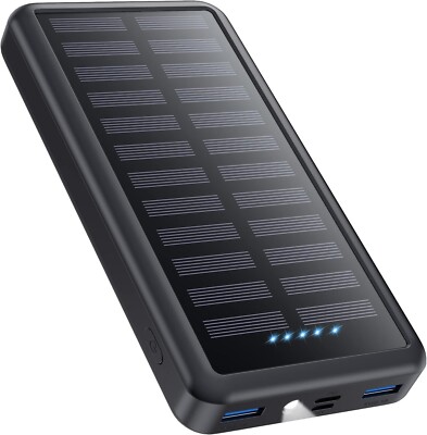 Powerbank Akku 27000mAh Power Bank Solar mit Taschenlampe USB C Ladegerät B318